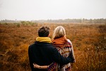 couple, hug, together, winter clothes, winter clothing, nature, warm clothes, pair, lovers, grass, outdoor, field, people, man, woman, dating